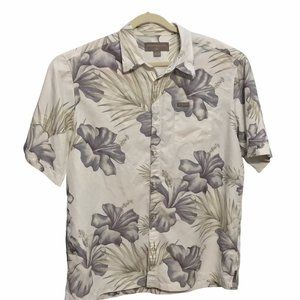 Honolulu Surf Co Mens Hawaiian button up gray Palm leaf floral Shirt sz XXL